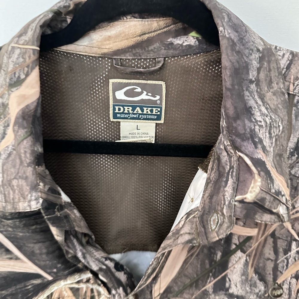 DRAKE WATERFOWL L Camo air vent Max 5 hyper shield windproof UPC+ button top - Picture 12 of 13